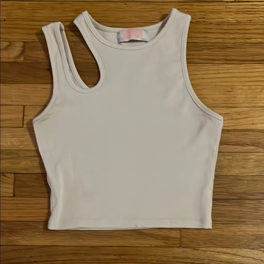 White Asymmetrical Crop Top